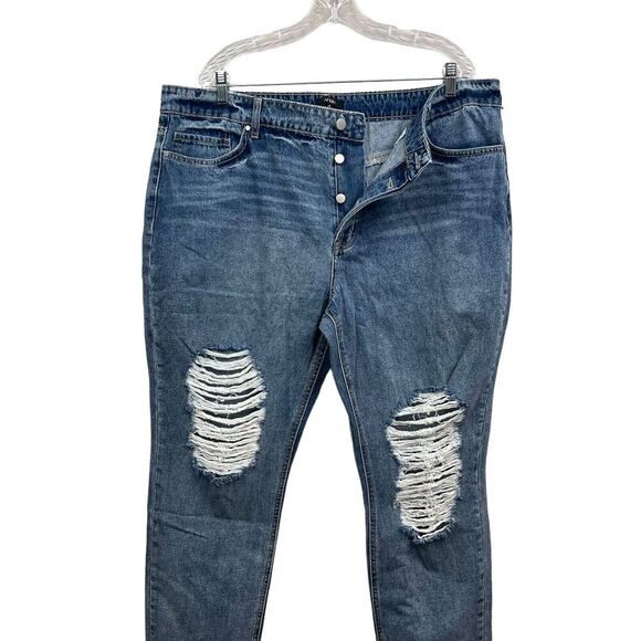 AFRM Revolve Jeans Distressed 5 Pocket Button Fly High Rise Blue Women Size 35 - Picture 3 of 7